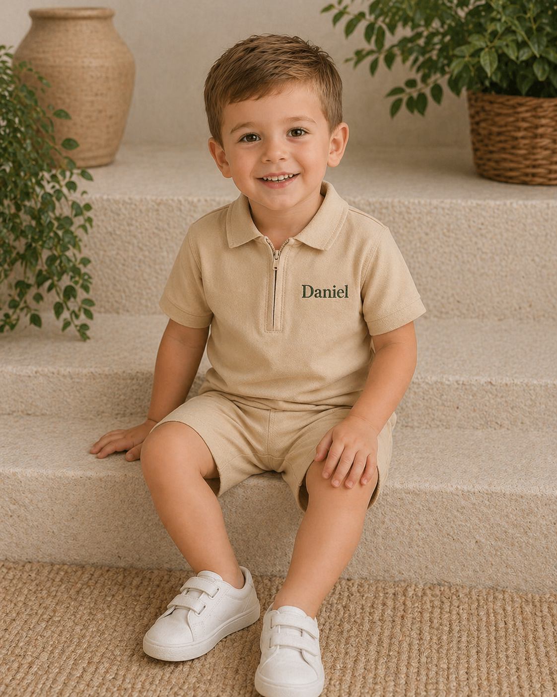 Zip Neck Polo Shirt and Short Set