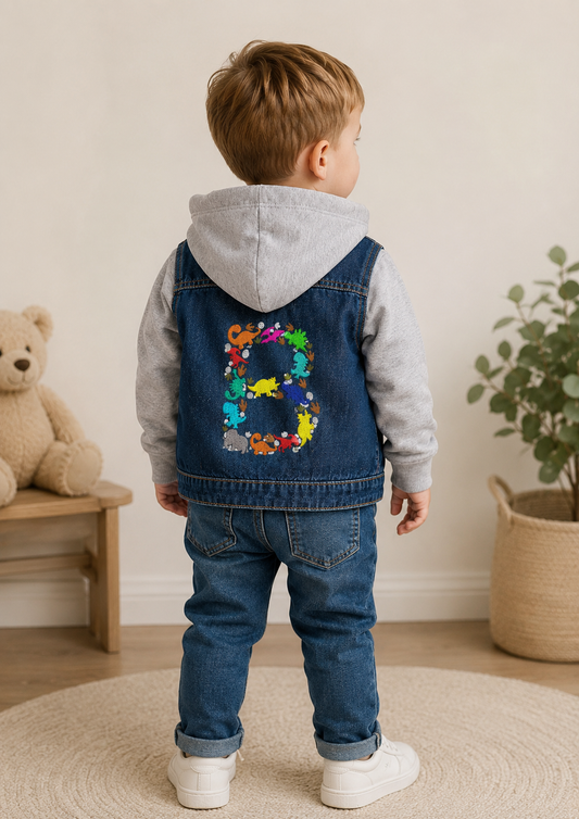 Denim Jacket With Dinosaur Letter