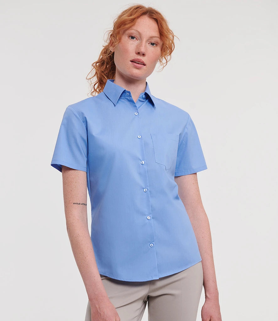 Russell Athletic Collection Ladies Short Sleeve Easy Care Poplin Shirt