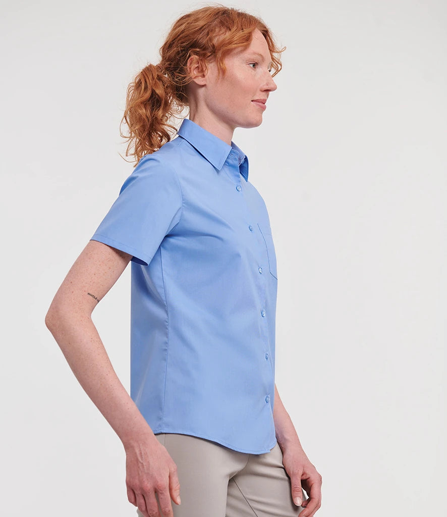 Russell Athletic Collection Ladies Short Sleeve Easy Care Poplin Shirt