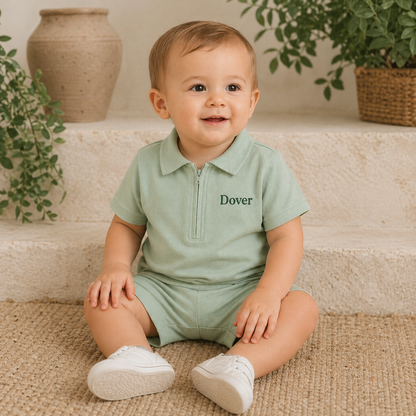 Zip Neck Polo Shirt and Short Set