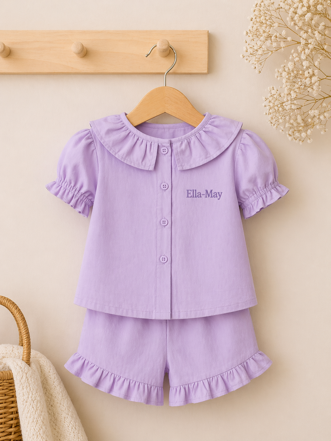 Linen T-Shirt & Short Frill Set