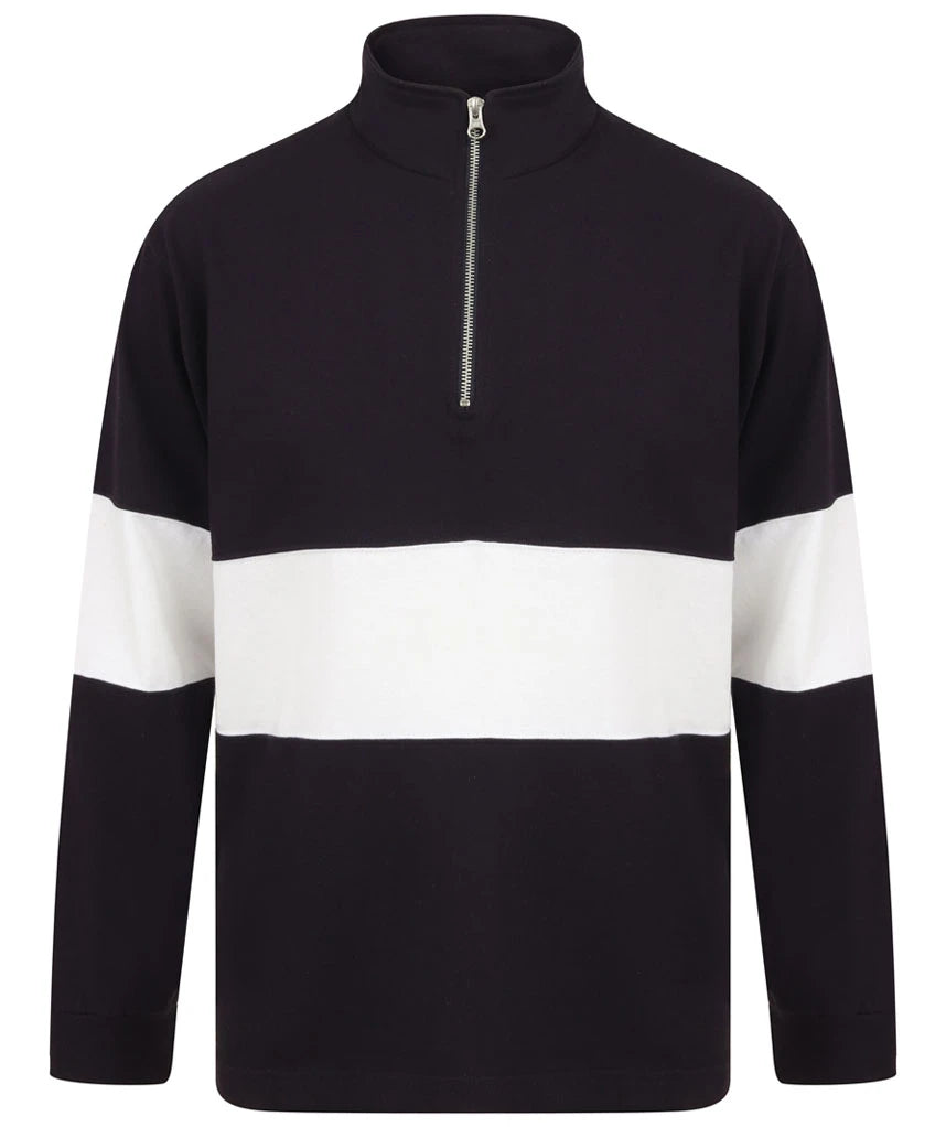 Front Row Panelled 1/4 Zip Neck Top