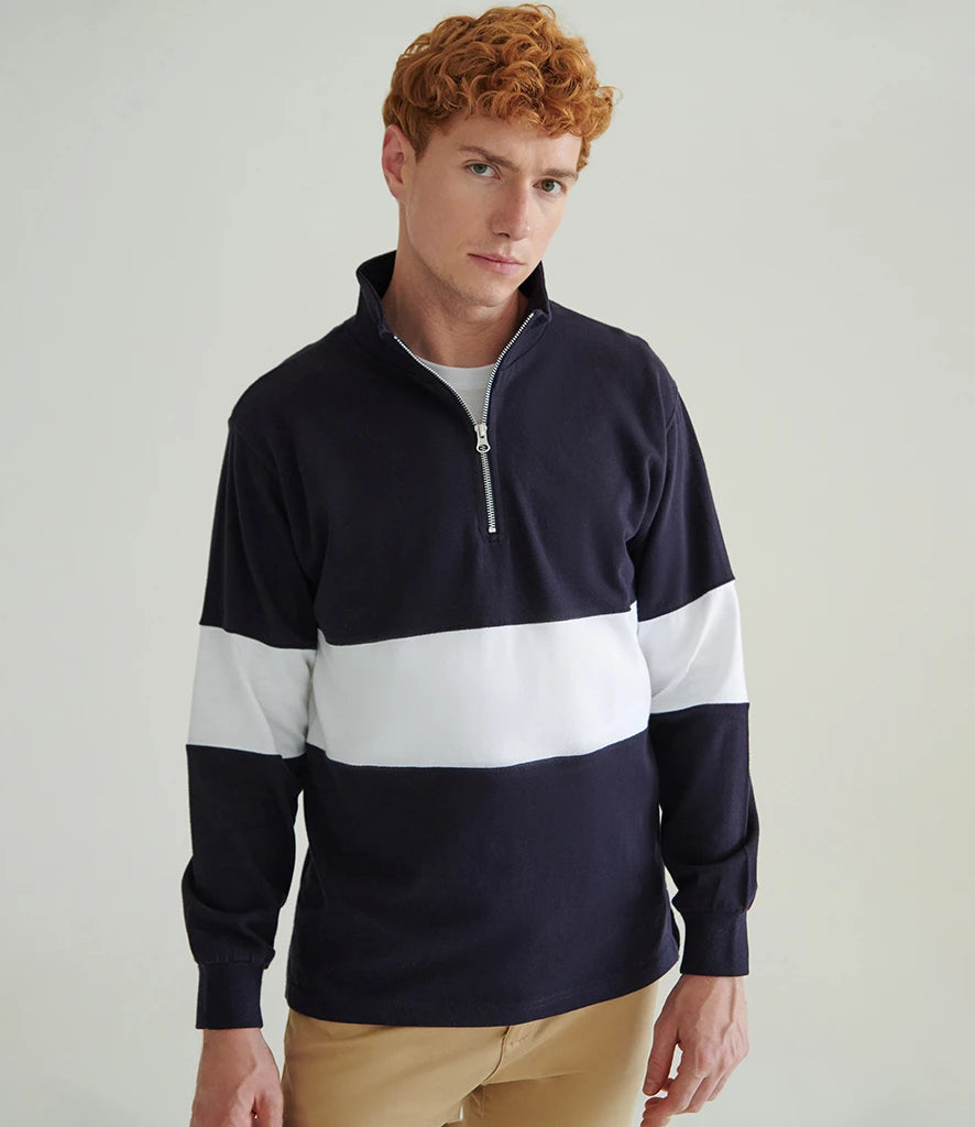 Front Row Panelled 1/4 Zip Neck Top