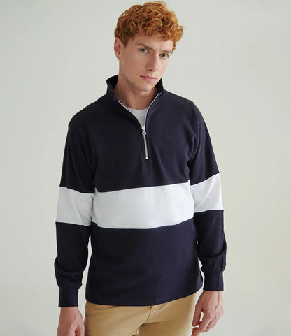 Front Row Panelled 1/4 Zip Neck Top