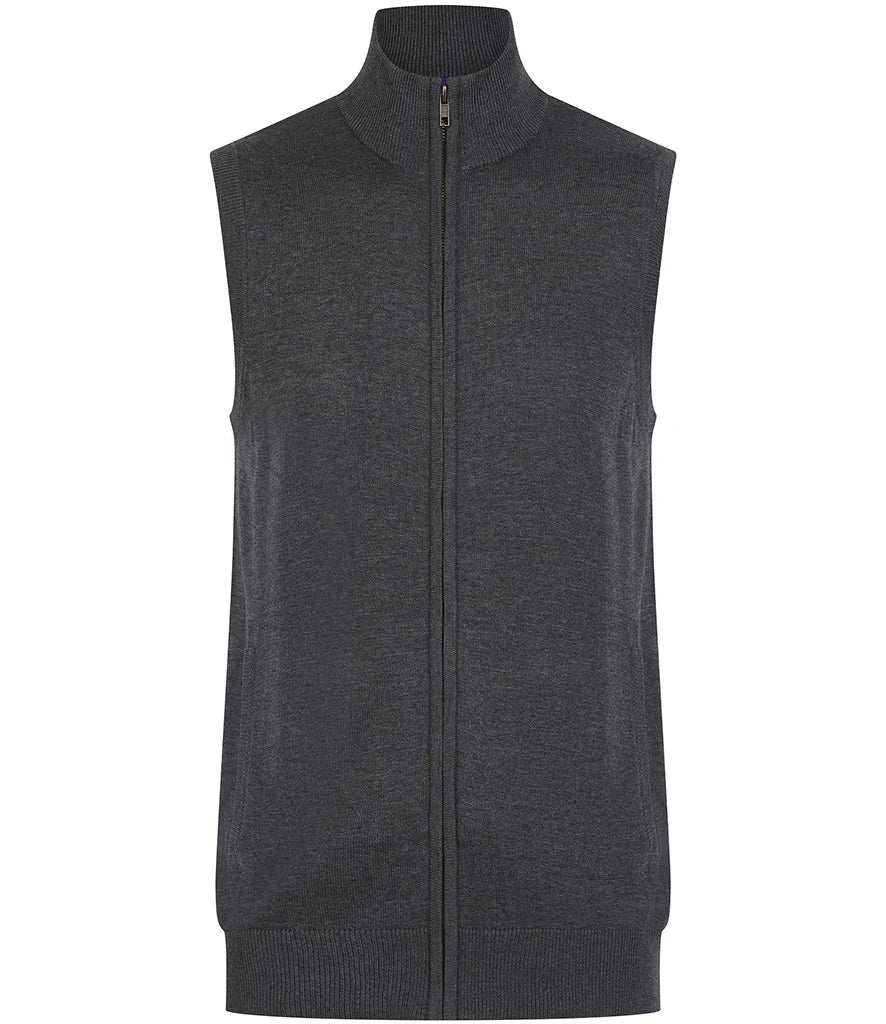 Henbury Sleeveless Zip Through Jumper