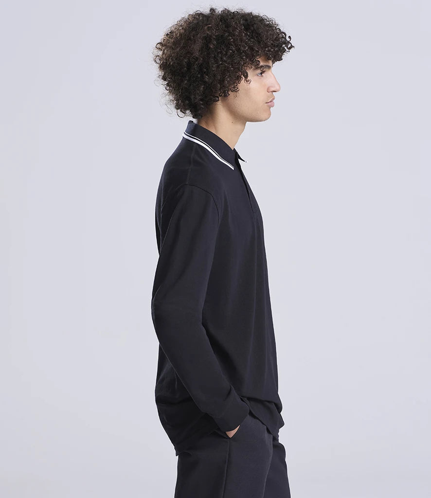 AWDis Long Sleeve Tipped 100 Polo Shirt