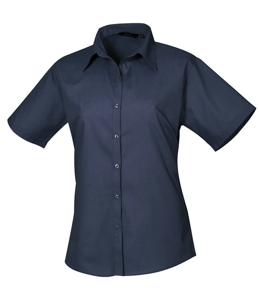 Ladies Short Sleeve Poplin Blouse
