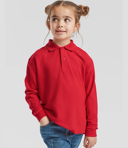 Fruit of the Loom Kids Long Sleeve Poly/Cotton Piqué Polo Shirt