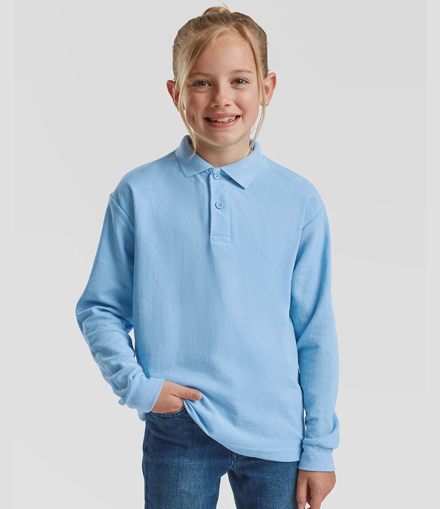 Fruit of the Loom Kids Long Sleeve Poly/Cotton Piqué Polo Shirt