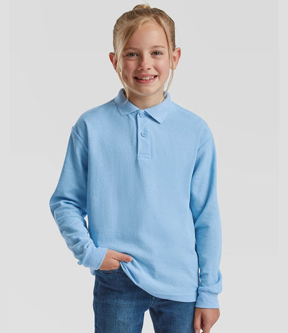 Fruit of the Loom Kids Long Sleeve Poly/Cotton Piqué Polo Shirt