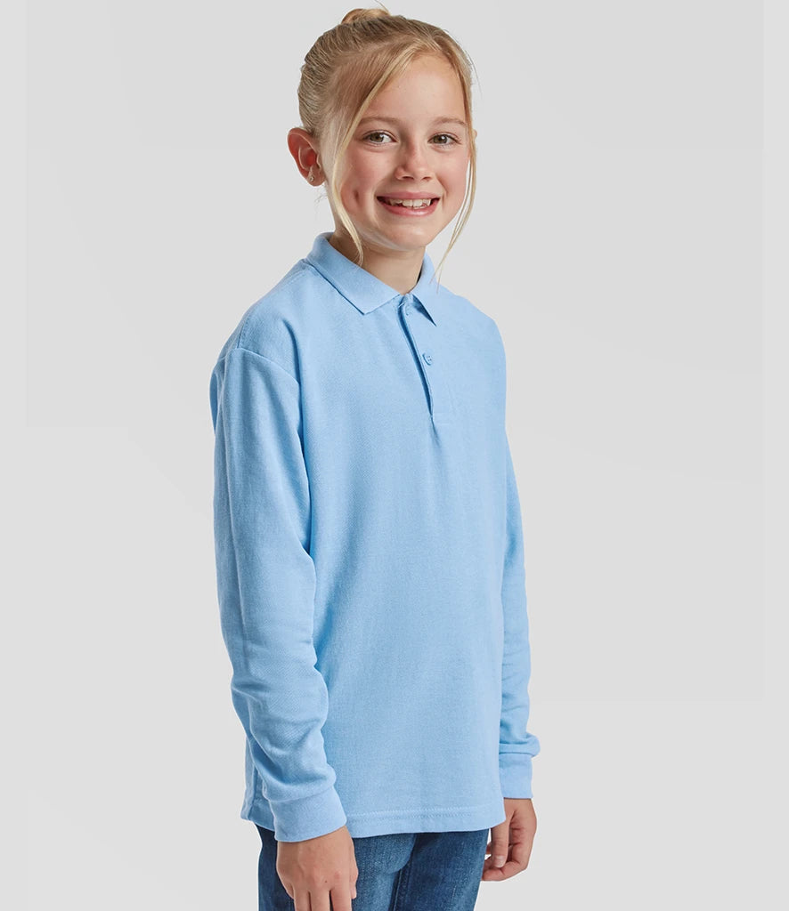 Fruit of the Loom Kids Long Sleeve Poly/Cotton Piqué Polo Shirt
