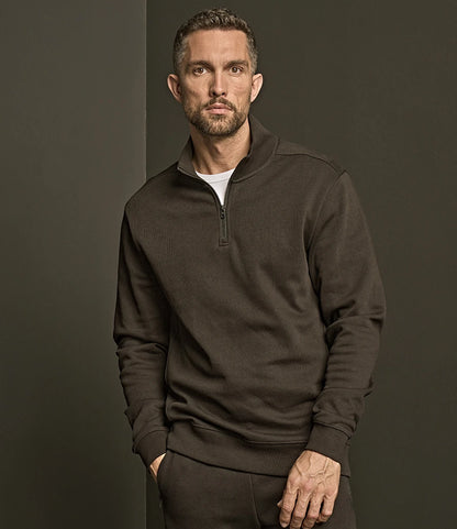 Tee Jays Ribbed Interlock Half Zip Sweatshirt