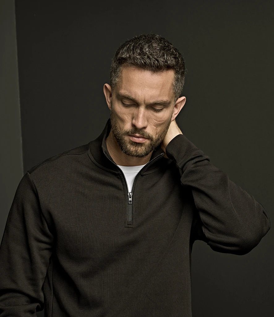 Tee Jays Ribbed Interlock Half Zip Sweatshirt
