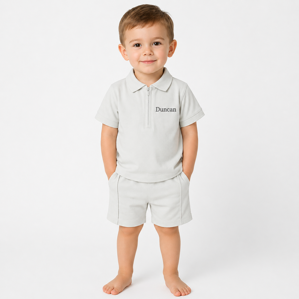 Zip Neck Polo Shirt and Short Set