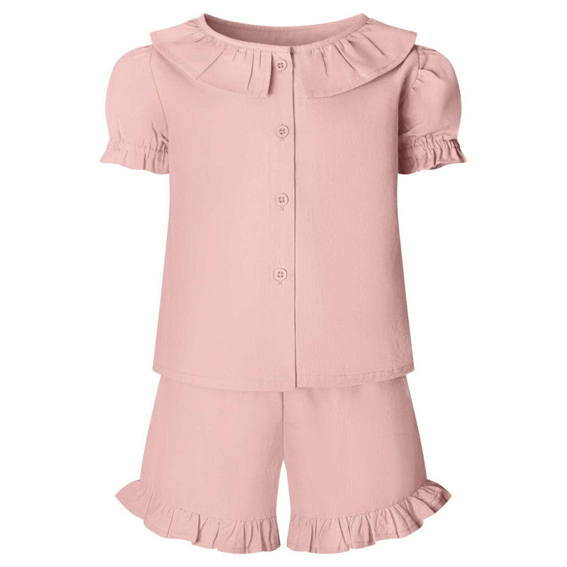 Linen T-Shirt & Short Frill Set