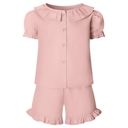 Linen T-Shirt & Short Frill Set