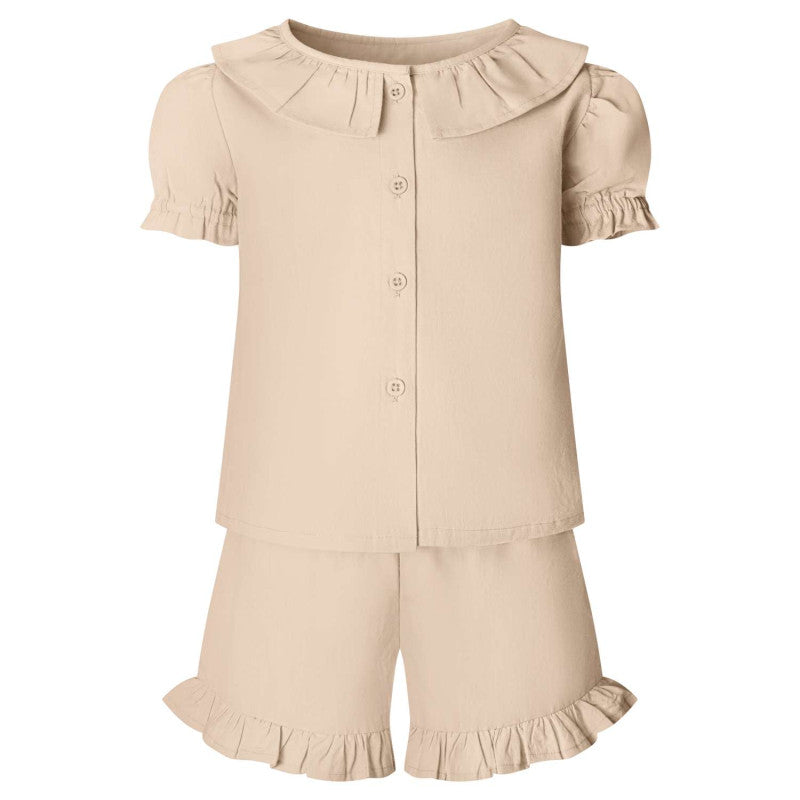 Linen T-Shirt & Short Frill Set