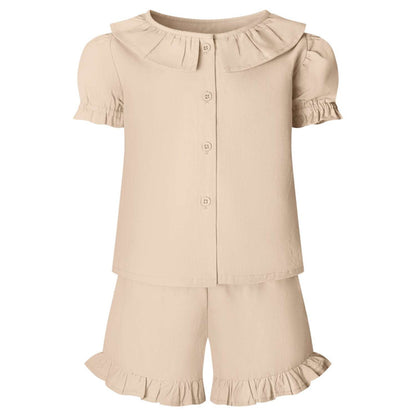 Linen T-Shirt & Short Frill Set