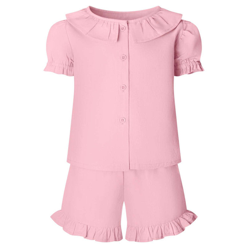 Linen T-Shirt & Short Frill Set